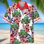 Green Tractor Red Flowers Tropical Hawaiian Shirt for Farmers, Men, Women Tractor Summer Beach Shirt