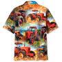 Green Tractor Red Flowers Tropical Hawaiian Shirt for Farmers, Men, Women Tractor Summer Beach Shirt