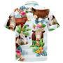 Hereford Cattle American Flag Flowers Hawaiian Shirt for Farmers Summer Vibes