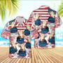 Hereford Cattle American Flag Flowers Hawaiian Shirt for Farmers Summer Vibes