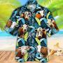 Hereford Cattle American Flag Flowers Hawaiian Shirt for Farmers Summer Vibes