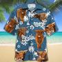 Highland Cattle American Flag Flowers Hawaiian Shirt for Farmers, Highland Cattle Lovers