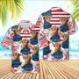 Highland Cattle American Flag Flowers Hawaiian Shirt for Farmers, Highland Cattle Lovers