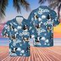 Holstein Cattle Blue Flower Pattern Hawaiian Shirt for Men, Women, Holstein Lovers