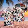 Holstein Friesian Cattle American Flag Flowers Hawaiian Shirt for Men, Women, Holstein Lovers