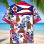 Ohio Proud Flag Floral Hawaiian Shirt for Men, Women, Tropical Aloha Ohio Hawaiian Shirt