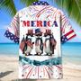 Penguin USA of July Hawaiian Shirt for Men, Women, Penguin Lovers