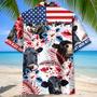 Personalized Black Angus American Flag Flowers Hawaiian Shirt for Farmers