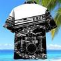 Personalized Drum Black and White Hawaiian Shirt for Drummer, Men, Women