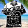 Personalized Drum Black and White Hawaiian Shirt for Drummer, Men, Women