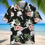 Pickleball Red Flowers Hawaiian Shirt Tropical Pickleball Aloha Hawaiian Shirt for Men, Women