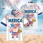 Pig's Full Print Hawaiian Shirts, Independence Day Is Coming, Happy Of July Pig Aloha Beach Shirt