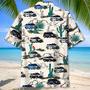 Police Blue, Police Badge, Police Car Tropical Hawaiian Shirt for Policeman, Men, Women Police Summer Beach Shirt