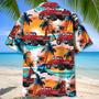 Retro Tow Truck Operator Car Hawaiian Shirt for Men, Tow Trunk Drivers Summer Tropical Beach Shirt