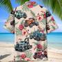 Retro Tow Truck Operator Car Hawaiian Shirt for Men, Tow Trunk Drivers Summer Tropical Beach Shirt