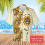 Sunflower Summer Best Escape Anyone Can Have Hawaiian Custom Name And Image Cat Summer Shirt Beach Hawaiian Shirt, Gift for Dog Cat Lover