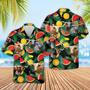 Texas Longhorn Watermelon, Pineapple Pattern Hawaiian Shirt Summer Vibes for Men, Women