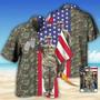 US Army Tropical US Flag Custom Photo Hawaiian Shirt, Personalized Hawaiian Shirt for Men, Army Shirt