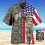 US Army Tropical US Flag Custom Photo Hawaiian Shirt, Personalized Hawaiian Shirt for Men, Army Shirt