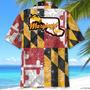 Vintage Maryland Proud Hawaiian Shirt for Men, Women, Retro Maryland Flag State Summer Beach Shirt