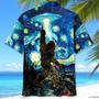 Alien Stalk Bigfoot In A Starry Night Hawaiian Shirt