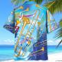 Blue Golden Trombone Hawaiian Shirt