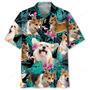 Corgi Tropical Flower Hawaiian Shirt