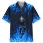 cycling blue fire hawaiian shirt