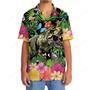 Dinosaur Tropical Flowers Hawaiian Shirt