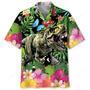 Dinosaur Tropical Flowers Hawaiian Shirt