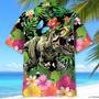 Dinosaur Tropical Flowers Hawaiian Shirt