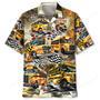 Funny School Bus Drag Racing Hawaiian Shirt