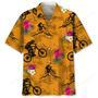 mountain bike orange tropical hawaiian shirt