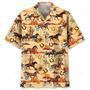 Orange Desert Horse Harness Racing Hawaiian Shirt