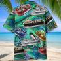 Vintage Pontoon Boat Hawaiian Shirt