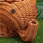 Cute Elephant Rattan Basket for Nursery Storage and Decoration