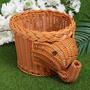 Cute Elephant Rattan Basket for Nursery Storage and Decoration