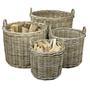 Handmade Rattan Round Wicker Log Basket for Home Decor