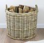 Handmade Rattan Round Wicker Log Basket for Home Decor