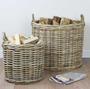 Handmade Rattan Round Wicker Log Basket for Home Decor