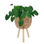 High Quality Wicker Plant Pot with Wooden Legs for Home Decor