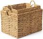 Set of 2 Wicker Storage Baskets for Blankets with Handles