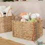 Set of 2 Wicker Storage Baskets for Blankets with Handles