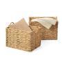 Set of 2 Wicker Storage Baskets for Blankets with Handles