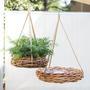 Vintage Rattan Hanging Basket for Outdoor Gardening