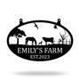 Personalized Farm Animals Metal Sign Featuring Cow, Horse, Dog