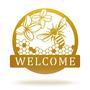 Personalized Honey Bee Welcome Metal Sign for Garden Decor