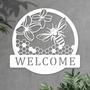 Personalized Honey Bee Welcome Metal Sign for Garden Decor