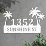 Personalized Palm Tree Metal Address Sign for House Plaque