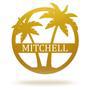 Personalized Palm Trees Metal Monogram Sign for Beach House Decor